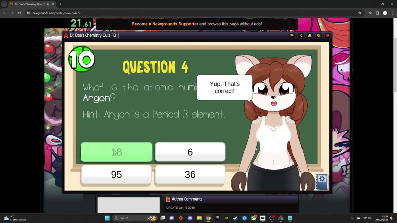 Dr  Doe's chemistry quiz speedrun (1:05.77)