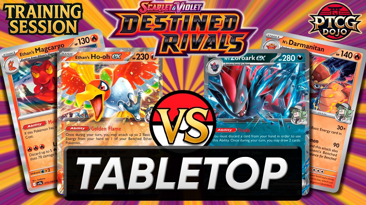 Ethan's Ho-oh ex vs Zoroark ex | Early Destined Rivals Tabletop Gameplay | NAIC Training Session
