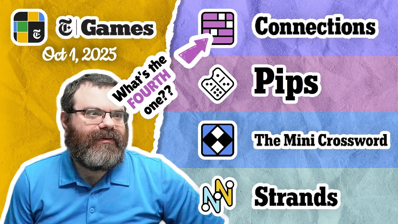NYT Connections, Pips, Mini Crossword, and Strands | Oct 1, 2025