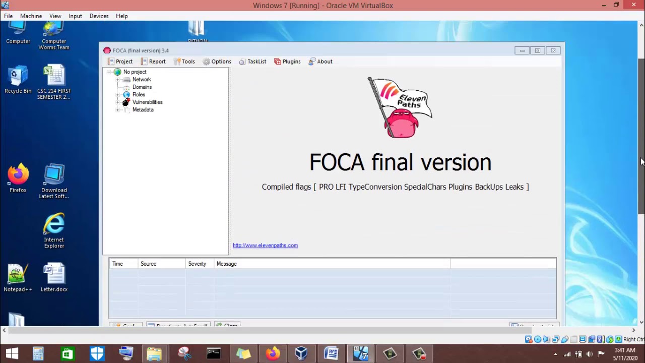 Finding Metadata from Documents Extracted from a Website: Using FOCA on Windows