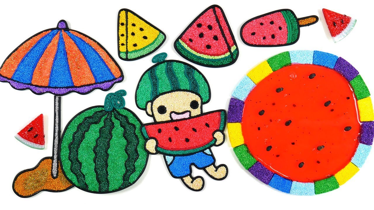 watermelon Belajar Menggambar dan Mewarnai untuk keluarga | Clay coloring and Drawing