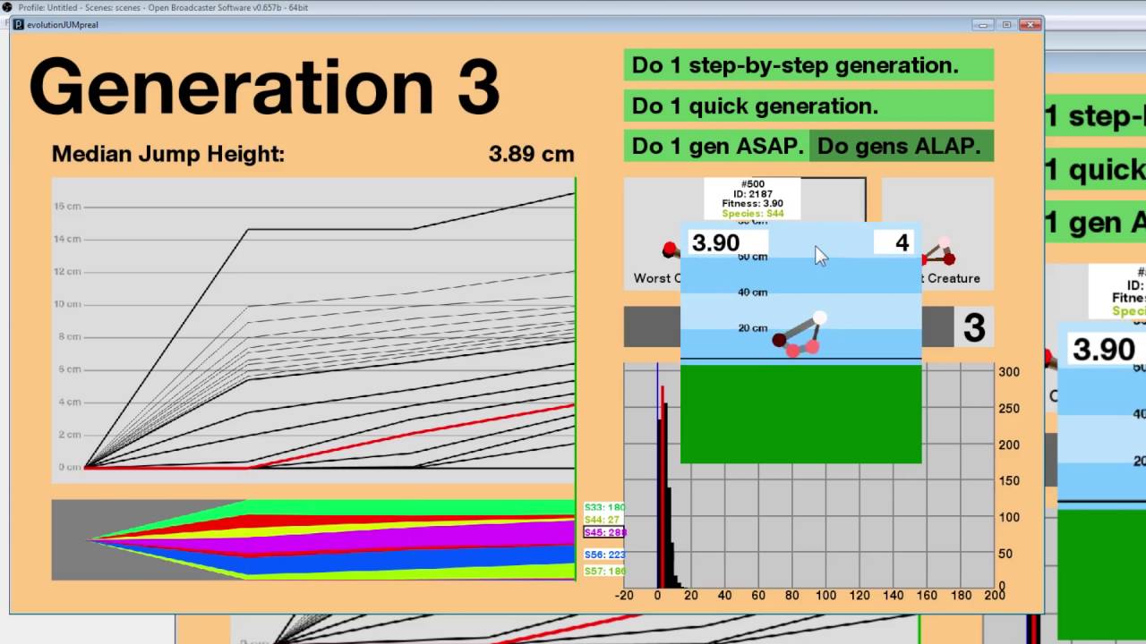 Evolution Simulator of Creatures Jumping Vertically
