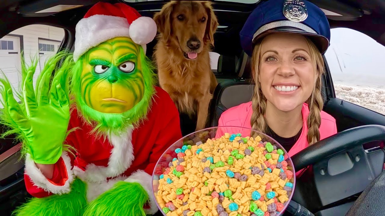 Police Surprises The Grinch & Puppy in Car Ride Chase!