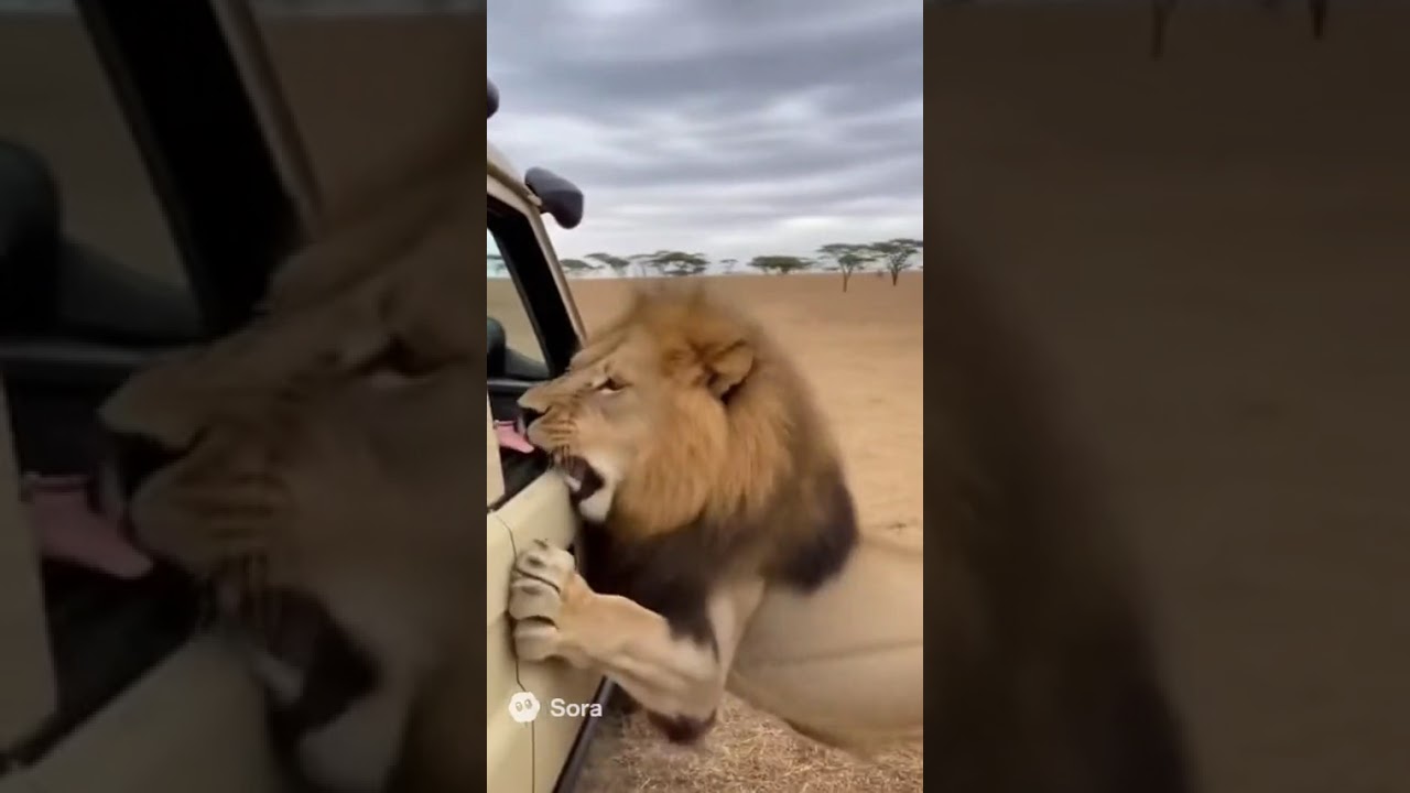 Lion Walks up to Safari Jeep attack women #shorts