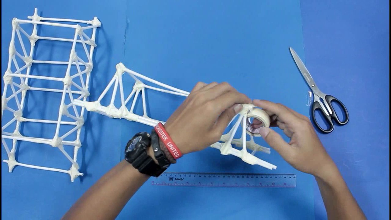 Tutorial membuat jembatan dari sedotan (Strawbridge Challenge)