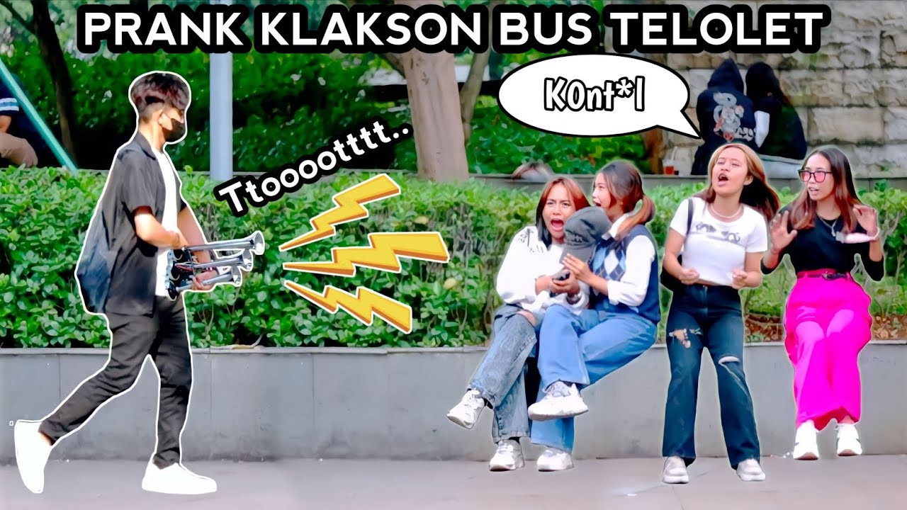 PRANK KLAKSON BUS TELOLET.. AUTO KAGET NGOMONG KASAR..