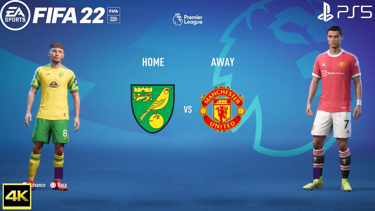 FIFA 22 PS5 | Norwich City Vs Manchester United | Premier League 2021/22 | 4K Gameplay