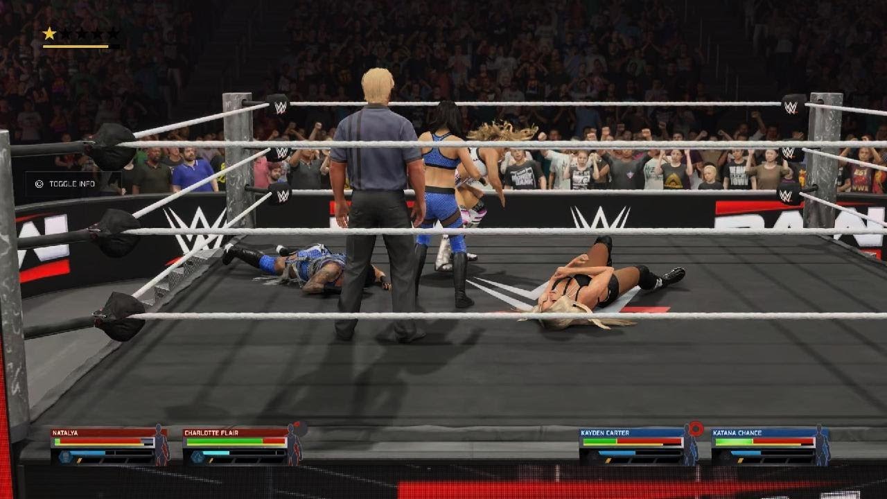 Natalya and Flair vs Chance and Carter royal rumble qual