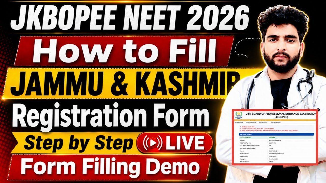 J&K NEET 2026 Counselling JKBOPEE Registration Process Step By Step | How To Fill Form Live Demo