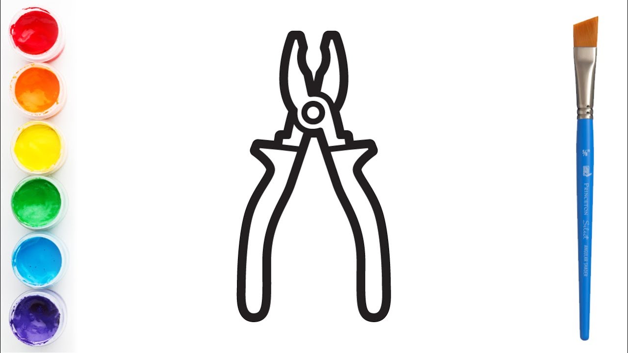 How to draw a Pliers Drawing easy with colour 