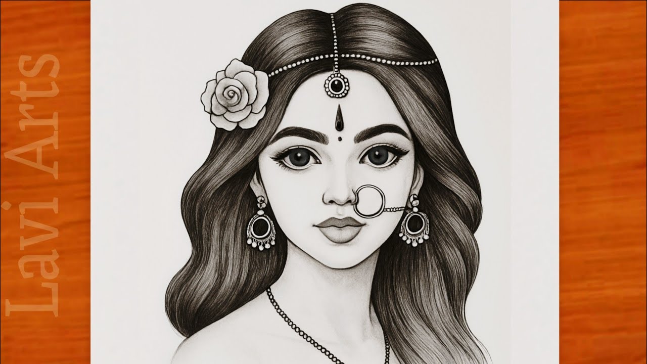 How to draw radha rani face - Radha rani god easy pencil drawing I krishna radha drawing | Chitra 