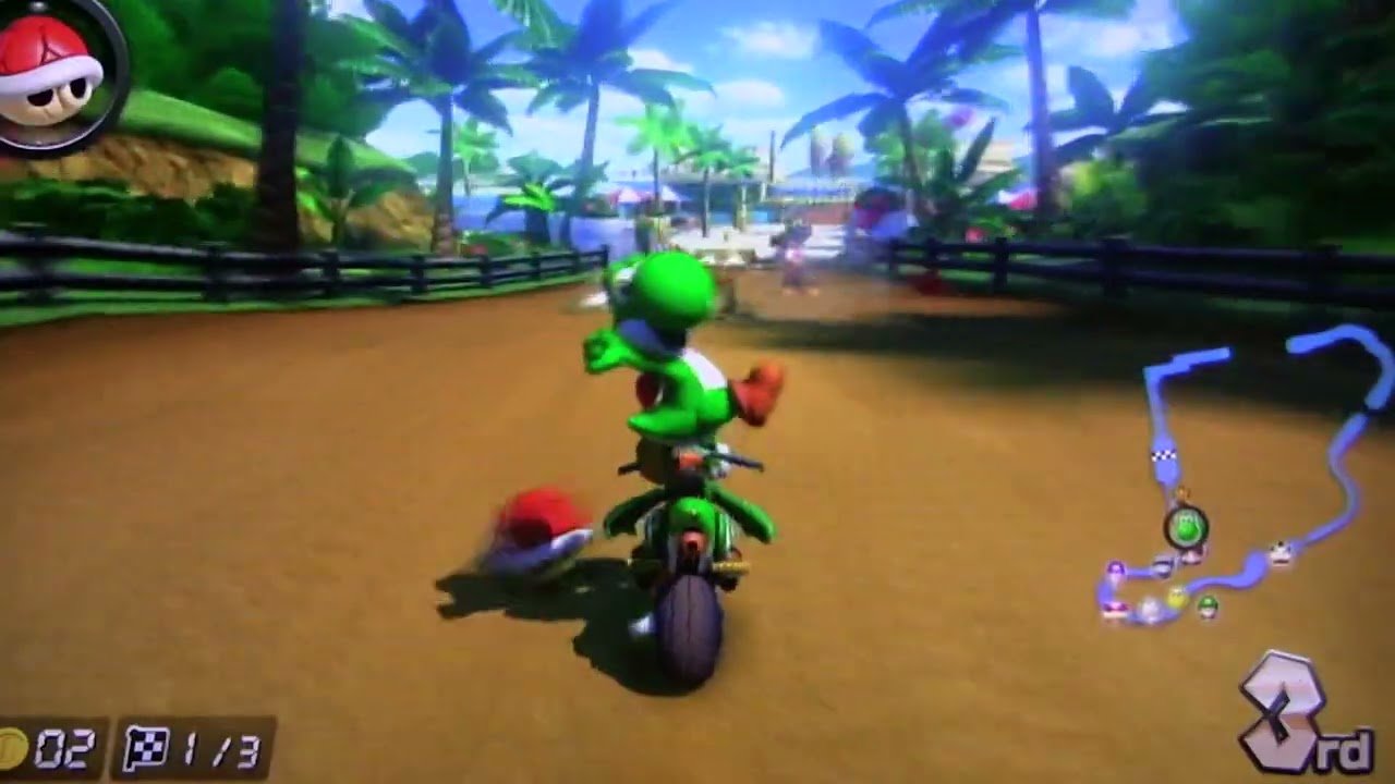 【Quiet Run】Mario Kart 8 – Yoshi & Yoshi Bike (100cc Shell Cup | Cheep Cheep Beach)