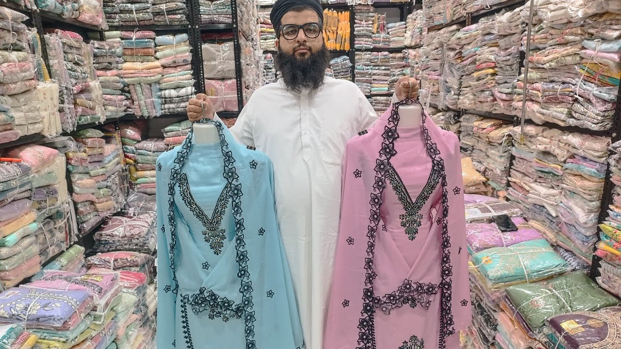 ⭐🎊LATEST EID COLLECTION ⭐🎊NEW STAR GEORGET DESIGNS WITH SLEEVE WORK🎊NAKHUDA MOHALLA WHOLESALE MARKET