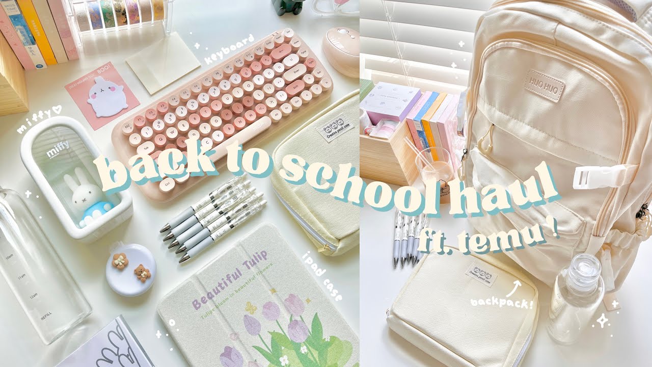 aesthetic back to school haul ft. temu 🌷// backpack, cute stationery, miffy, keyboard, and more!