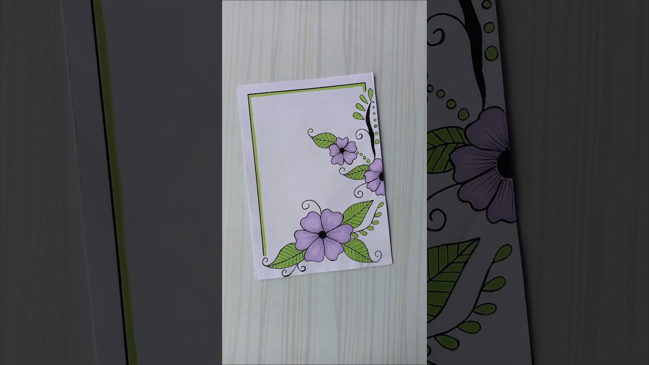 Purple Floral Vine Border Design | Elegant Handmade Frame/6 easy border/Priyanka Gunwal #shorts
