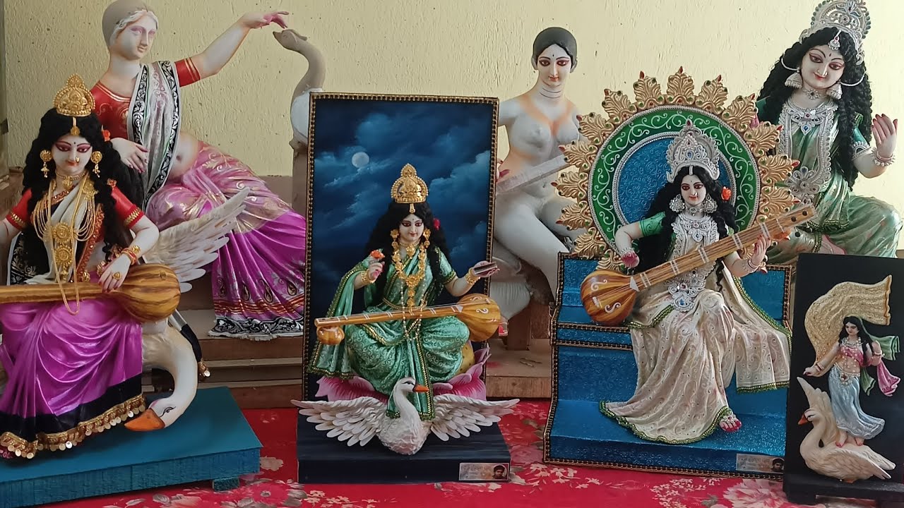 একগুচ্ছ সরস্বতী মূর্তির সমাহার।। কত দাম থেকে মিনিমাম মূর্তি শুরু।। #saraswati #clayart