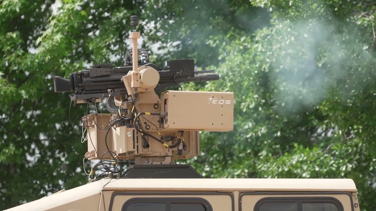 EOS Firing MK 19 Automatic Grenade Launcher on R400S RWS
