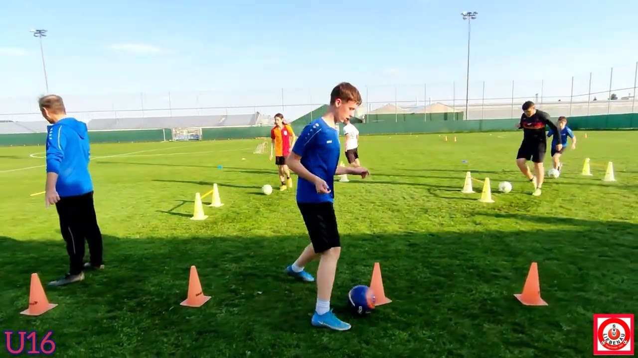 Fussball-Training: Ausdauerübung (Aufwärmen) mit Dribbling **U13, U14, U15, U16, U17 ** SVU Liebenau