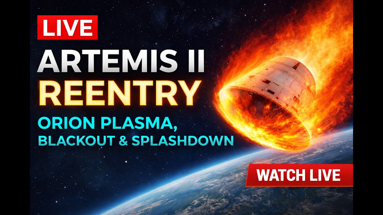 LIVE: Artemis II Reentry &mdash; Orion Plasma, Blackout & Splashdown