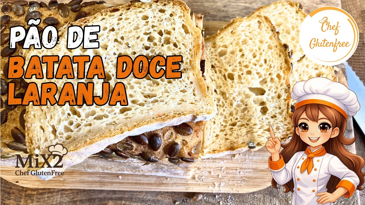 PÃO DE BATATA DOCE LARANJA - VEGANO | Sem Glúten 