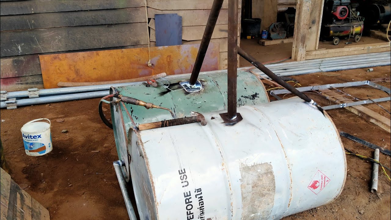Cara membuatan boiler atau uap  buat masak tahu dari drum bekas