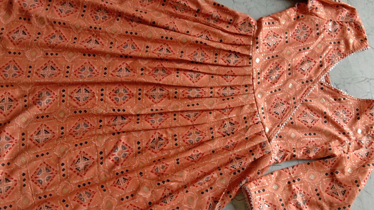 party wear dress design||anarkali dress cutting and stitching