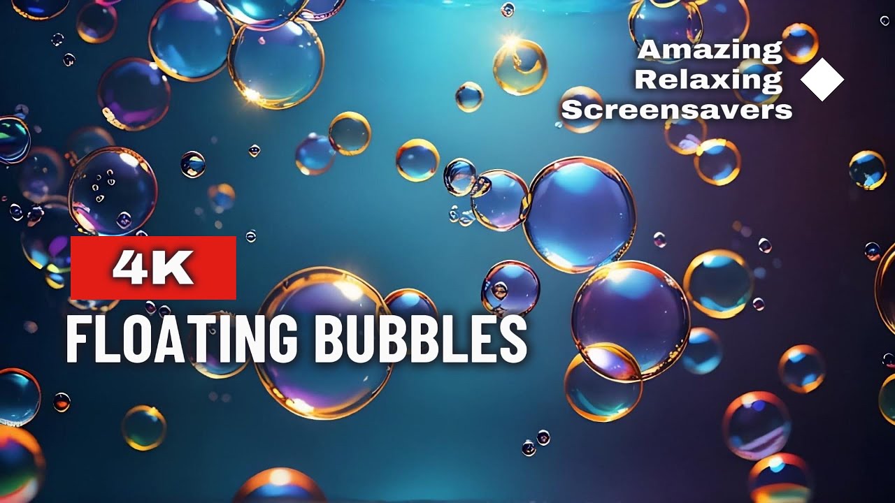 Плавающие пузырьки 4K, расслабляющая заставка, фоновое видео