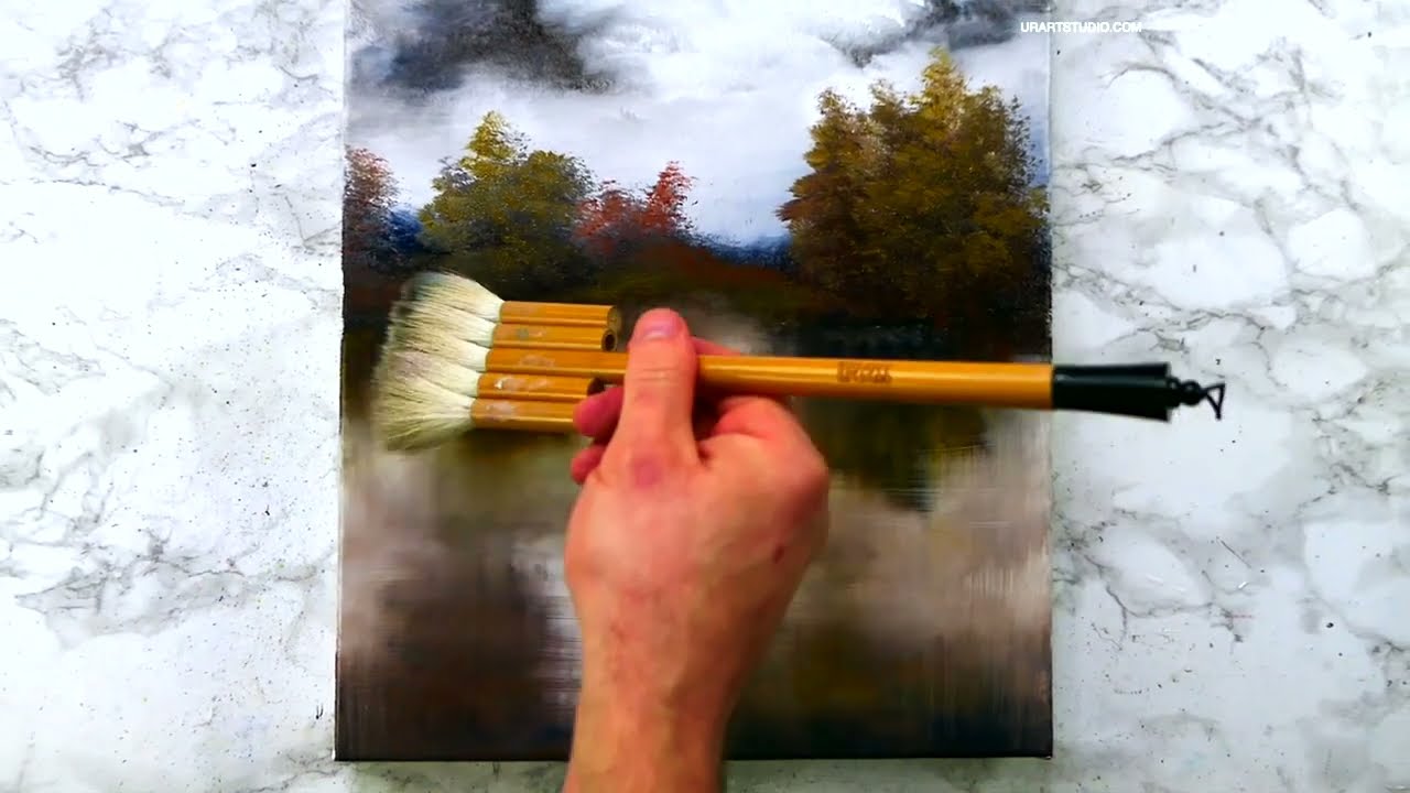 Autumn Reflection | Oval Brush Painting Technique | Easy Art for Beginners