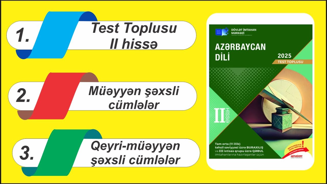 Müəyyən şəxsli və qeyri-müəyyən şəxsli cümlələr / DİM Test toplsusu 2025 Azərbaycan dili