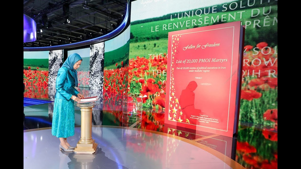 Maryam Rajavi paying tribute to the Resistance&rsquo;s martyrs at the FreeIran Gathering