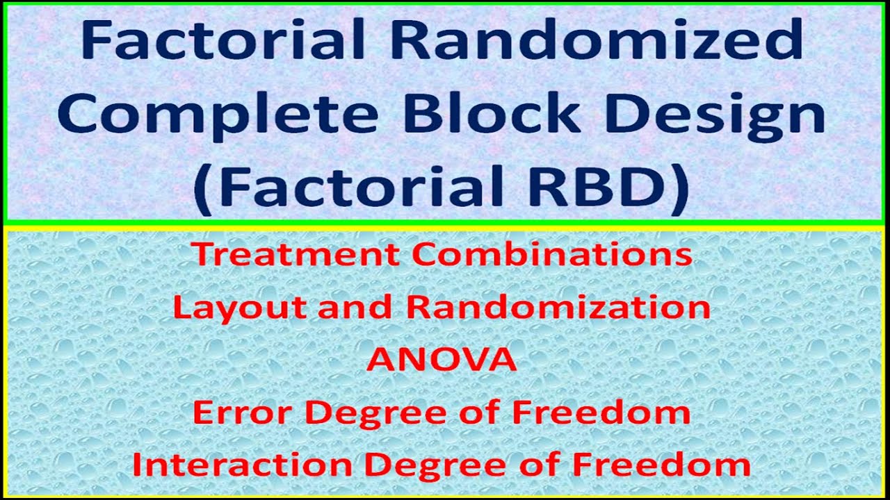 Factorial Randomized Complete Block Design (Factorial RBD)