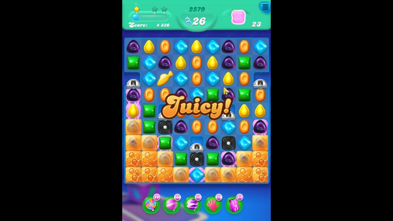 Candy Crush Soda Saga Level 2579 Get 2 Stars, 37 Moves Completed