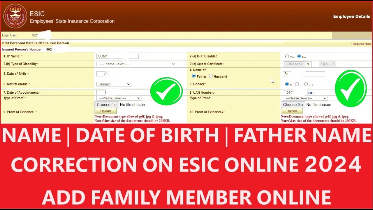 How to correction Name,DOB,Father Name On ESIC Online 2024 | Add Family Member online #esic