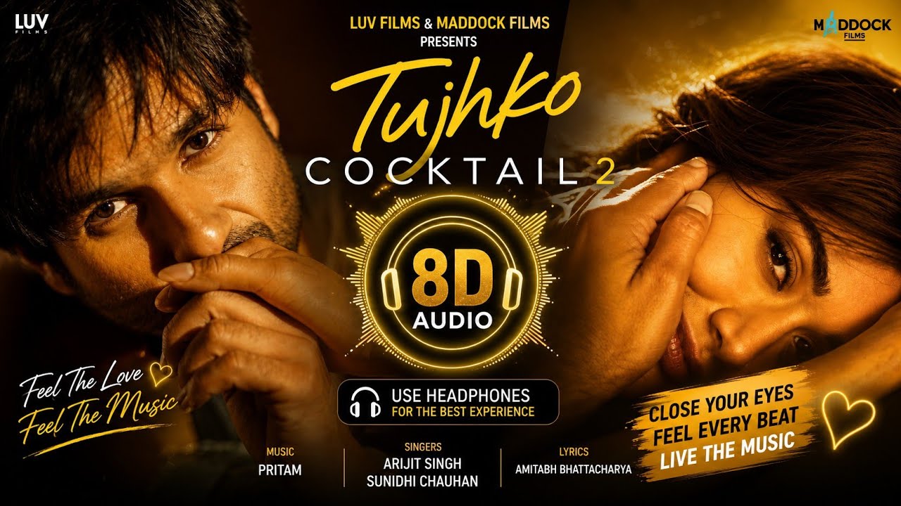Tujhko (8D Audio) 🎧 | Shahid Kapoor, Rashmika, Kriti | Arijit Singh | Cocktail 2