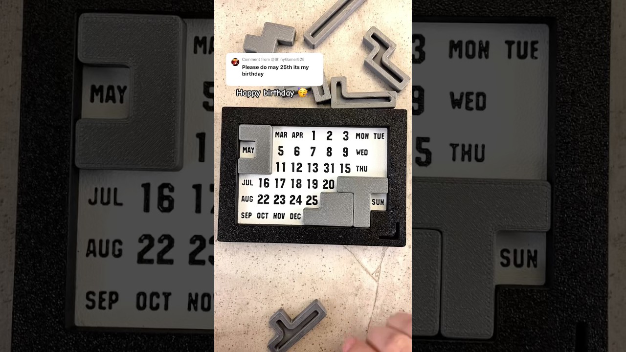Let’s solve the Calendar puzzle for your Birthday May 25th Sunday. 