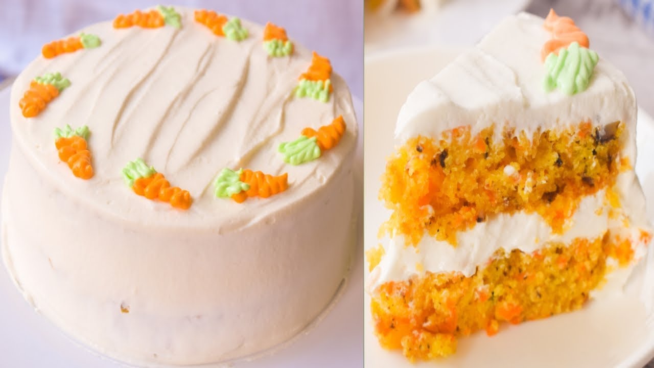 Eggless Carrot Cake Recipe With Cream Cheese Frosting | Super Soft And Moist Carrot Cake