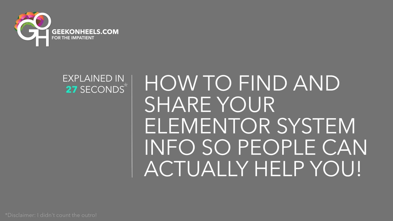 How to quickly find your Elementor System Info for support purposes