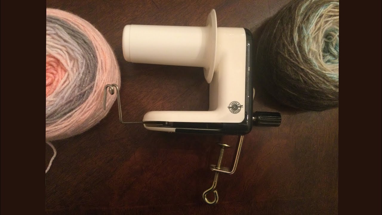 Using the Loops and Threads Yarn Winder for my messy yarn leftovers