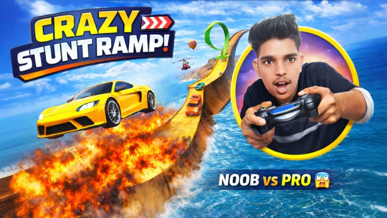 CRAZY STUNT RAMP 😱 | Noob vs Pro Car Stunt Gameplay | Mega Ramp Challenge