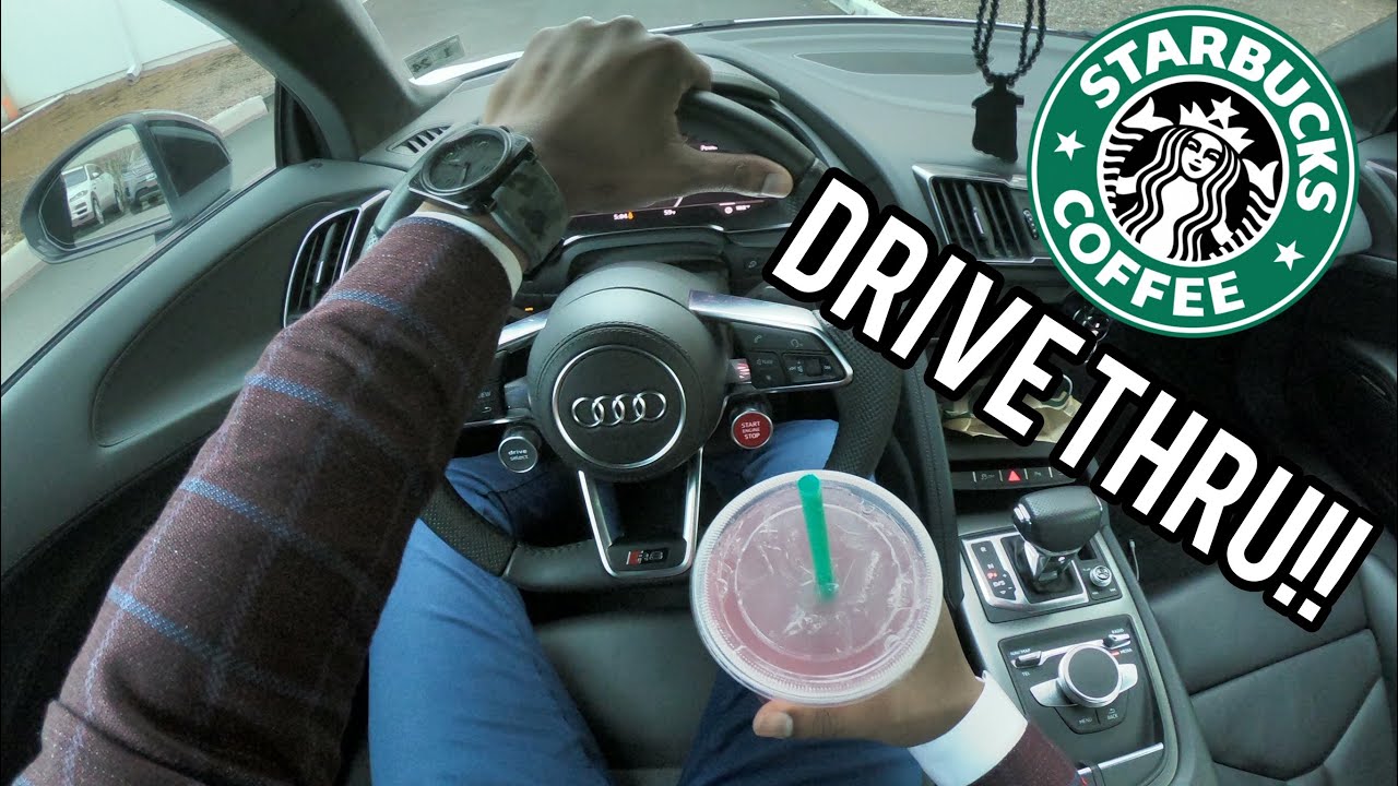 POV Starbucks Drive Thru in 2018 Audi R8 V10 with Straight Pipe Exhaust!!!!
