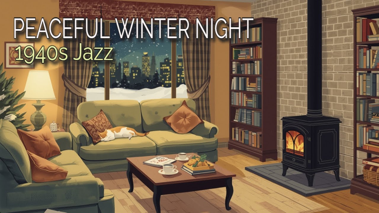 👉 PEACEFUL WINTER NIGHT 1940s WITH OLDIES | RELAX & COZY WINTER