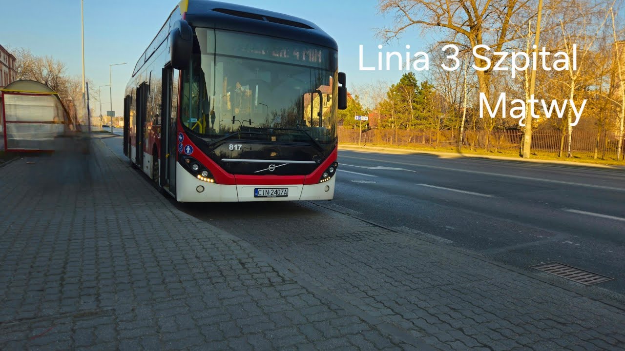 MPK Inowrocław Linia nr 3 Szpital-Mątwy Volvo 7900 Electric Hybrid #817