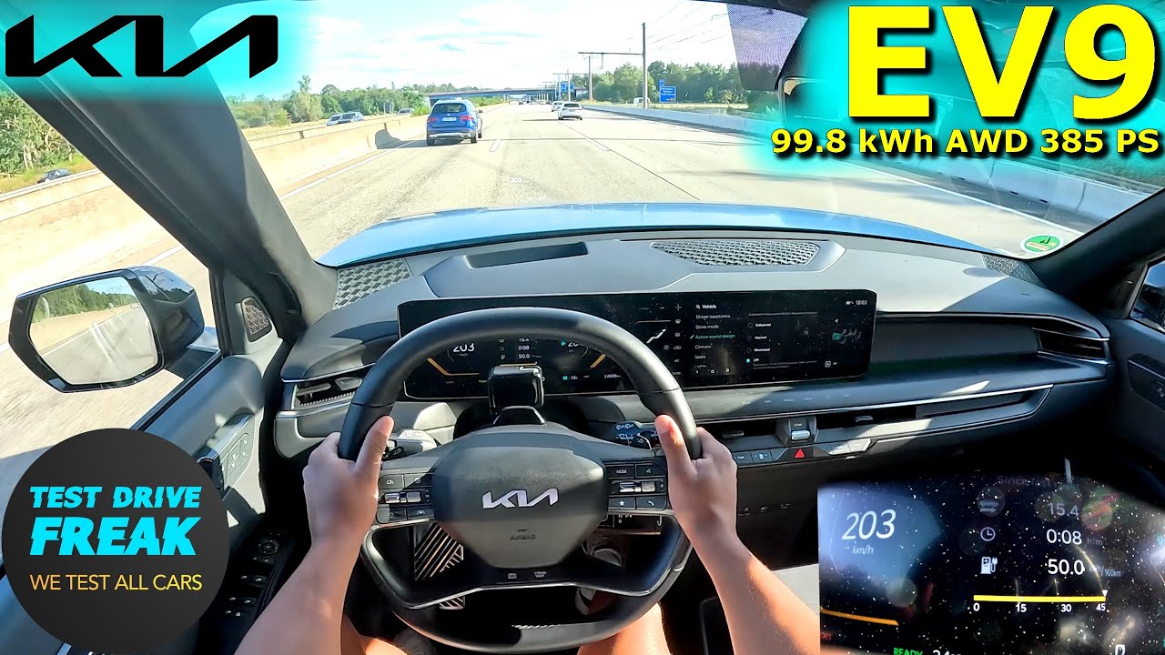 2024 Kia EV9 GT-Line AWD (385 PS) | Autobahn POV Top Speed with Electric Consumption & Range