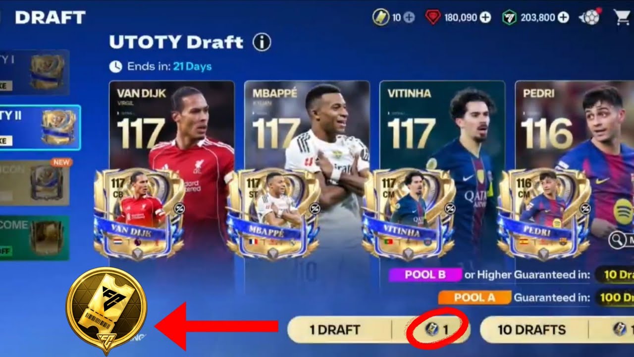 UTOTY DRAFT RESET!! FREE 115 OVR UTOTY, EXCHANGE & NEW DRAFT VOUCHER TOTY FC Mobile 26!