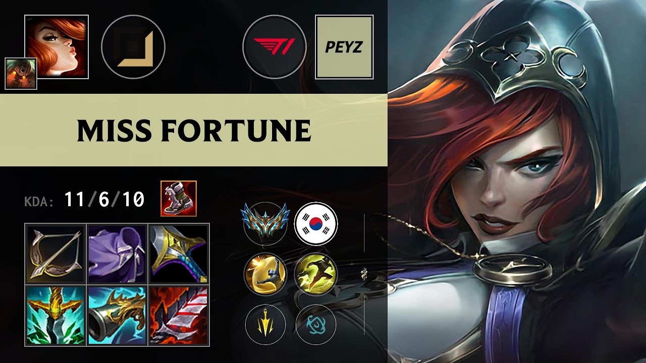 (T1 Peyz) Miss Fortune ADC vs Caitlyn (Art) - KR Challenger Patch 26.13
