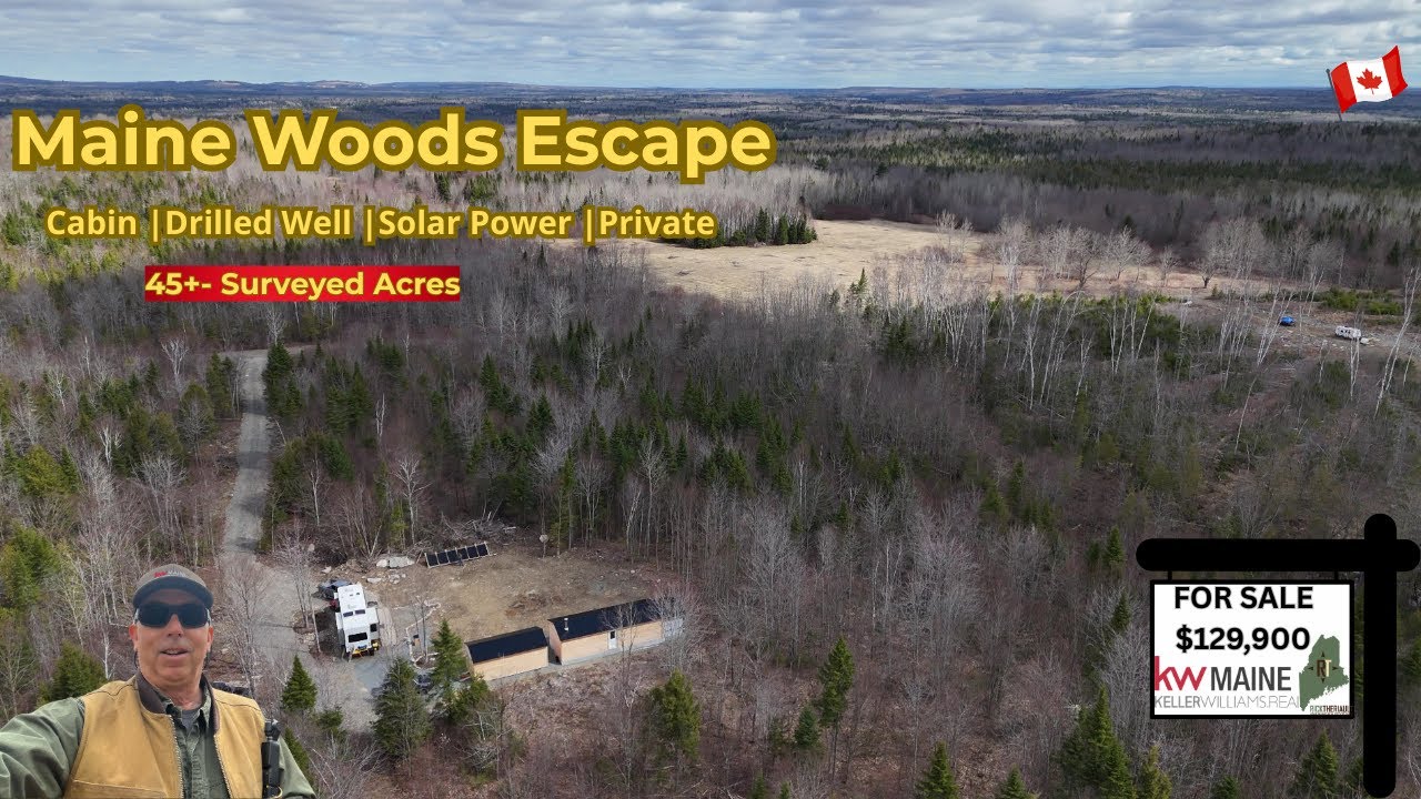 45 Acres Off-Grid in Maine | Cabin with Solar, Well & Trails – Ready to Finish!  SOLD