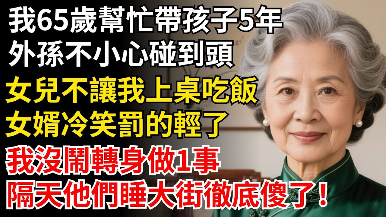 我65歲幫忙帶孩子5年，外孫不小心碰到頭，女兒不讓我上桌吃飯，女婿冷笑罰的輕了，我沒鬧轉身做1事，隔天他們睡大街傻了！#晚年生活#中老年生活#為人處世#生活經驗#情感故事#幸福人生#上了年紀該明白的事