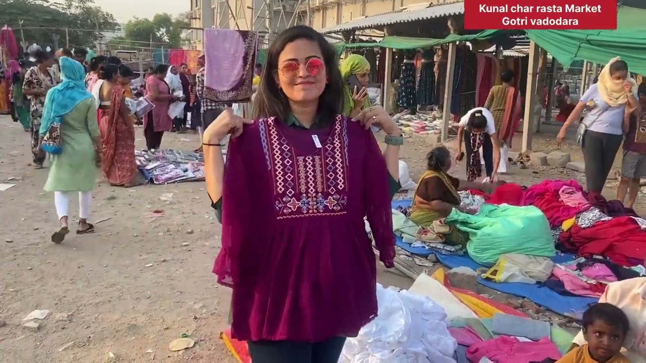 વડોદરાનુ સૌથી સસ્તું માર્કેટ 🤩 500 મા3 સાડી 😱😱 Kunal char rasta gotri vadodara