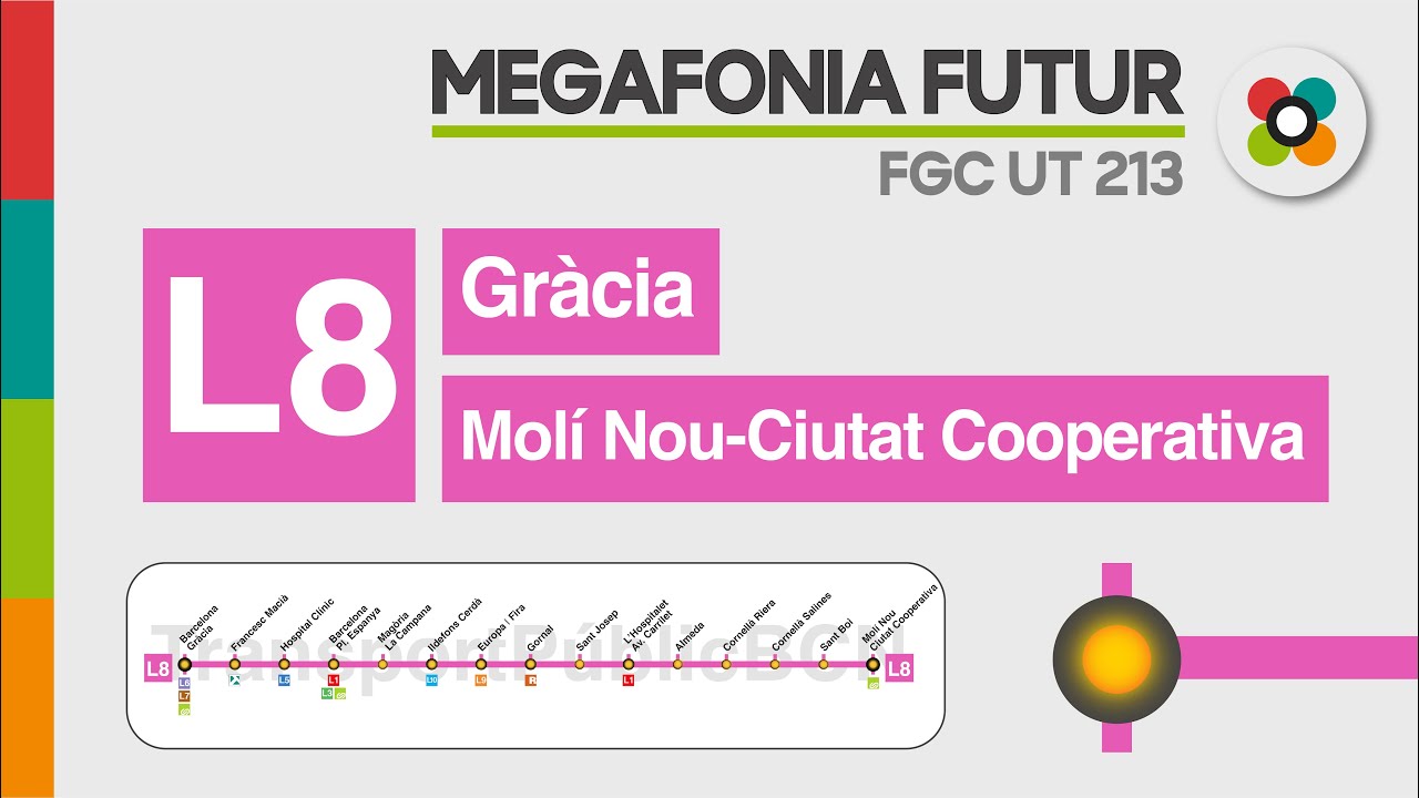 Megafonia L8 Metro de Barcelona Gràcia - Molí Nou Ciutat Cooperativa FUTUR | Sèrie UT 213