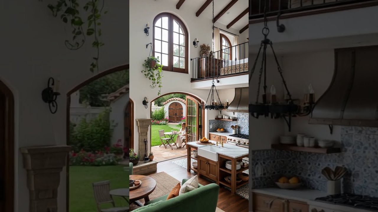 Spanish Style Home Design with Cozy Loft & Garden | Interior & Outdoor Inspiration